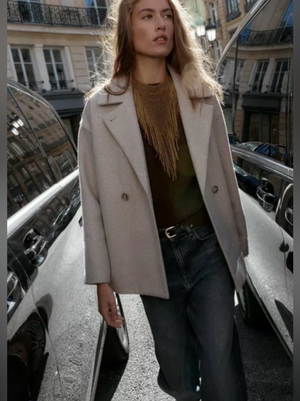 Zara Soft Double-Breasted Classic Coat NWT
